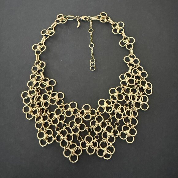 NWOT Banana Republic Multi Circle Statement Necklace Gold Tone Adjustable - Picture 6 of 12